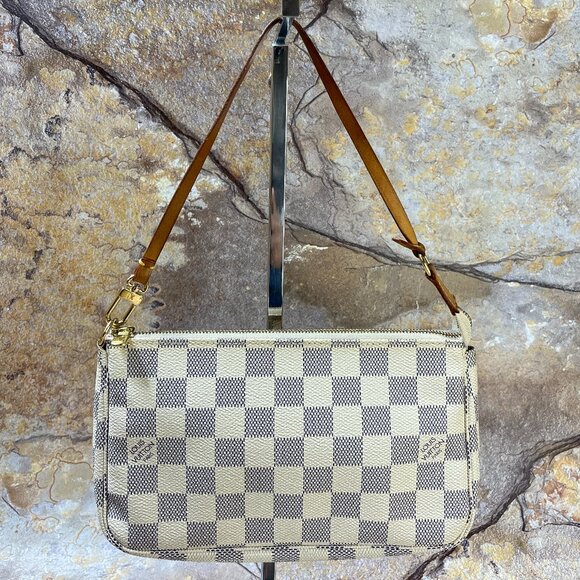 Louis Vuitton Damier Azur Pochette Accessoires Pouch / Shoulder Clutch Bag - Picture 1 of 13